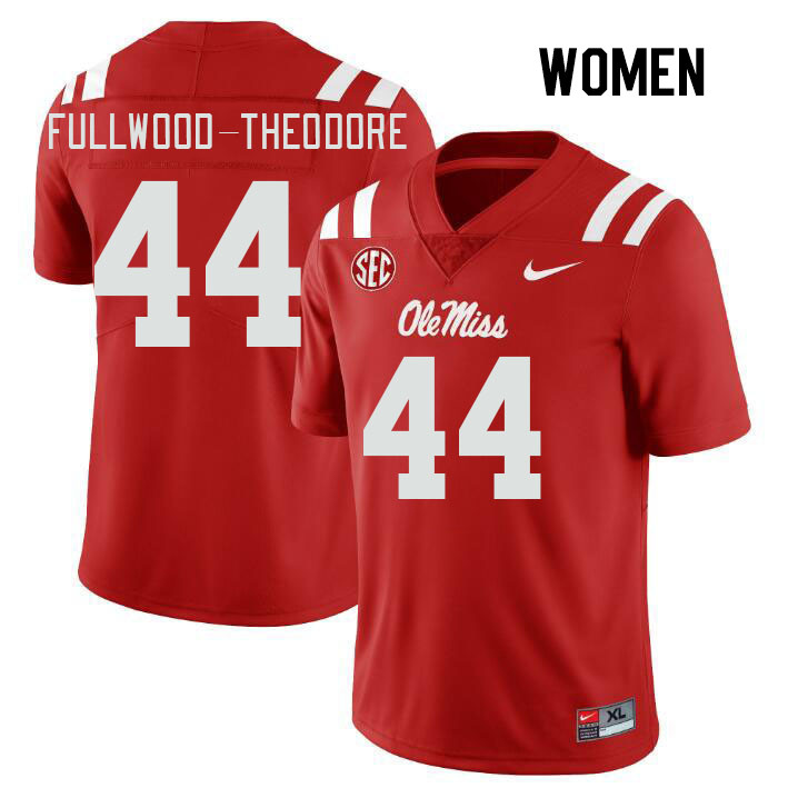 Women #44 Nyseer Fullwood-Theodore Ole Miss Rebels College Football Jerseys Stitched Sale-Red - Click Image to Close